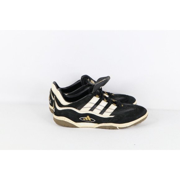 Vintage 90s Adidas Mens 8 Distressed Leather Indoor Soccer Shoes Sneakers Black main image 8